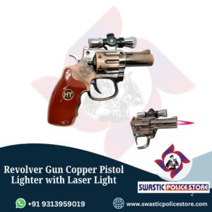 Revolver Gun Copper Pistol Lighter with Laser Light